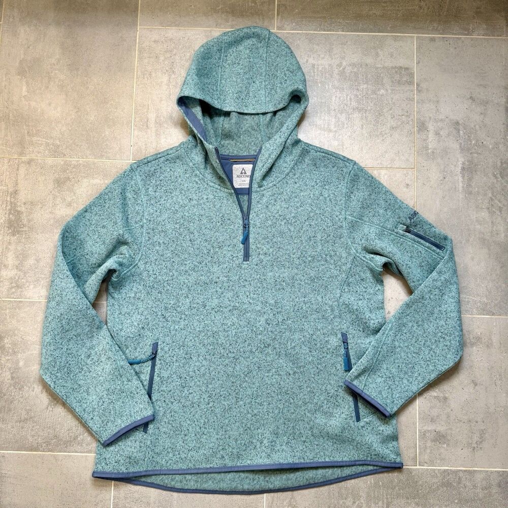 Ascend Expedition Hooded Fleece Sweater Tourmaline Teal Women's Large EUC